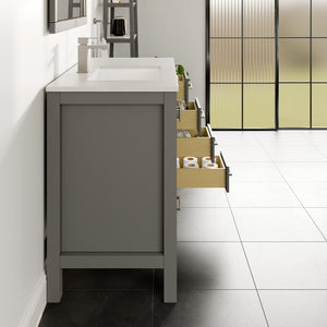 London 42 in. Gray Single Sink Bath Vanity with Carrara Quartz Top and Undermount Porcelain Sink