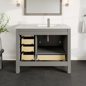 London 42 in. Gray Single Sink Bath Vanity with Carrara Quartz Top and Undermount Porcelain Sink