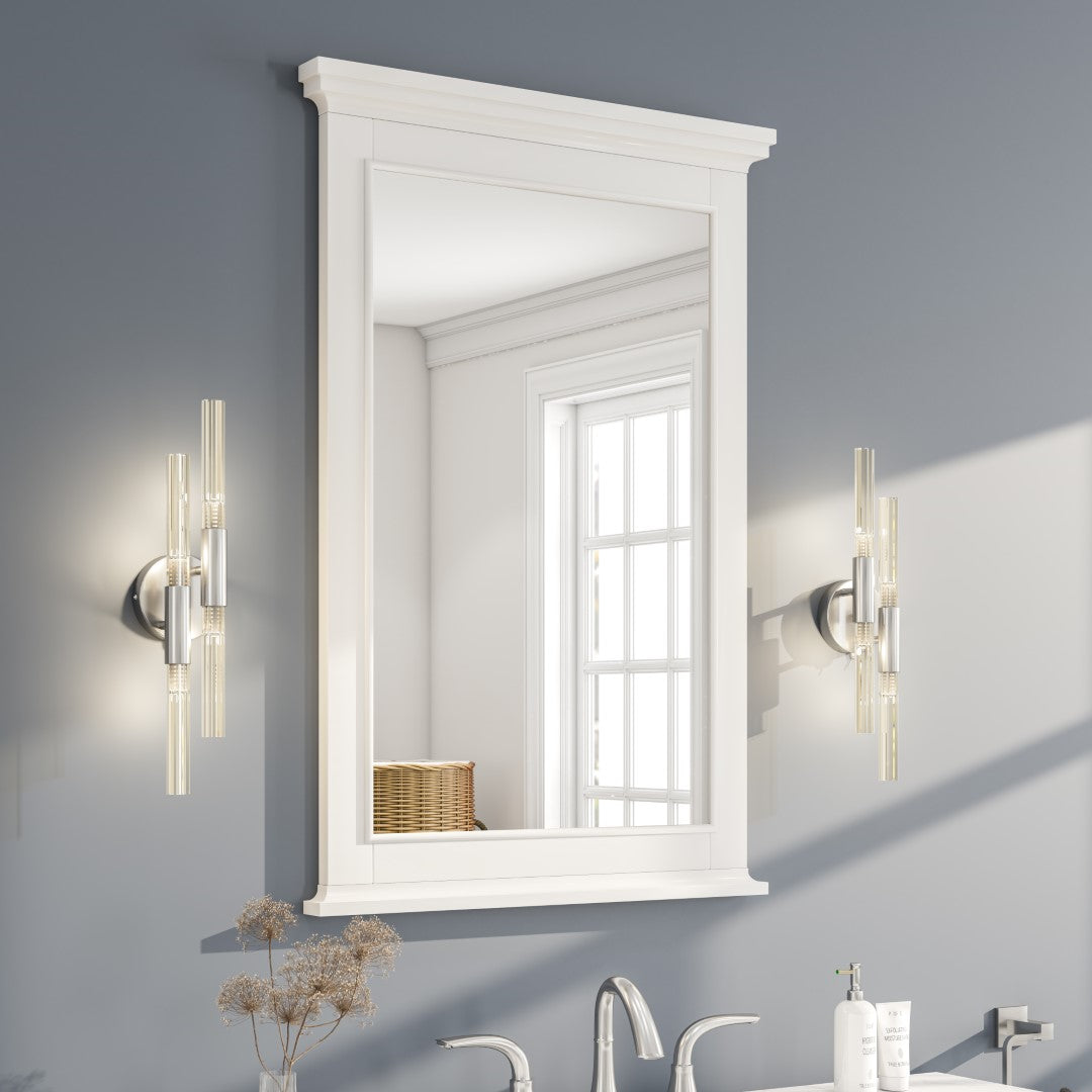 Eviva Elite Stamford 24" x 30" Rectangular White Wooden Framed Mirror