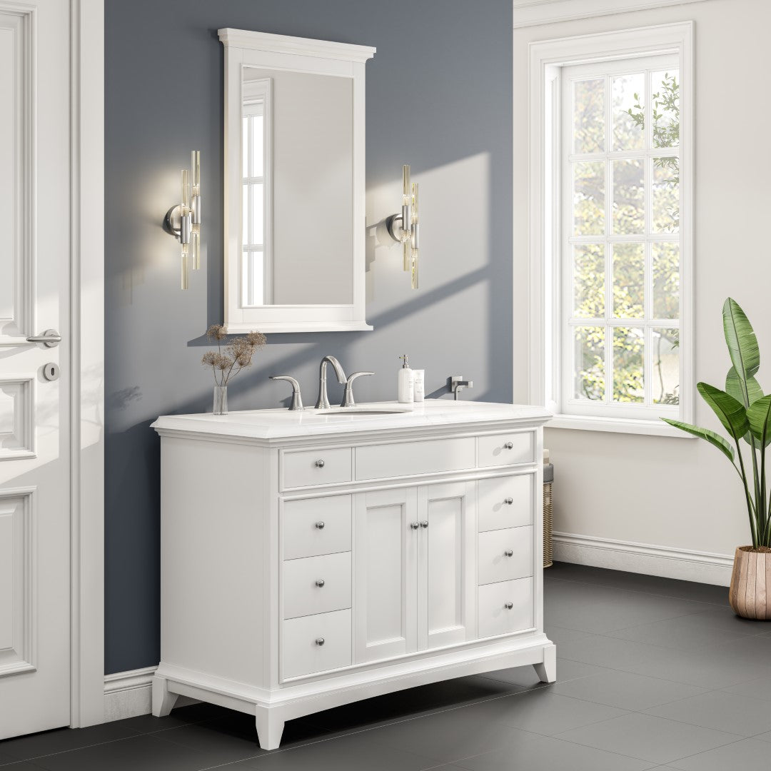 Eviva Elite Stamford 24" x 30" Rectangular White Wooden Framed Mirror