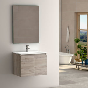 DAX Malibu Engineered Wood and Porcelain Onix Basin with Vanity Cabinet, 24", Pine DAX-MAL012412-ONX