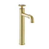 Avallon Single Hole, Single-Handle Wheel, High Arc Bathroom Faucet in Brushed Gold