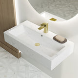 Voltaire Wide Rectangle Wall Hung Sink in Static Marble