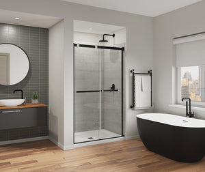 MAAX 136956-810-360-000 Duel Alto 44-47 X 78 in. 8mm Bypass Shower Door for Alcove Installation with GlassShield® glass in Matte Black & Chrome