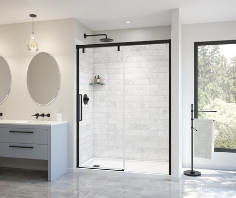 MAAX 135324-900-340-000 Uptown 56-59 x 76 in. 8 mm Sliding Shower Door for Alcove Installation with Clear glass in Matte Black