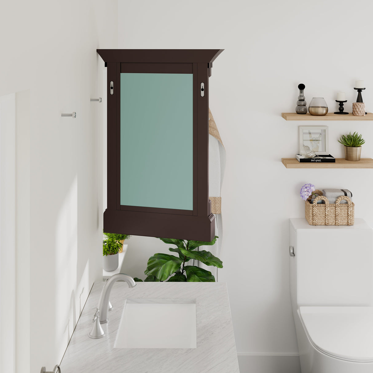 Eviva Preston 24" x 29" Rectangular Aged Chocolate Solid Wood Framed Mirror
