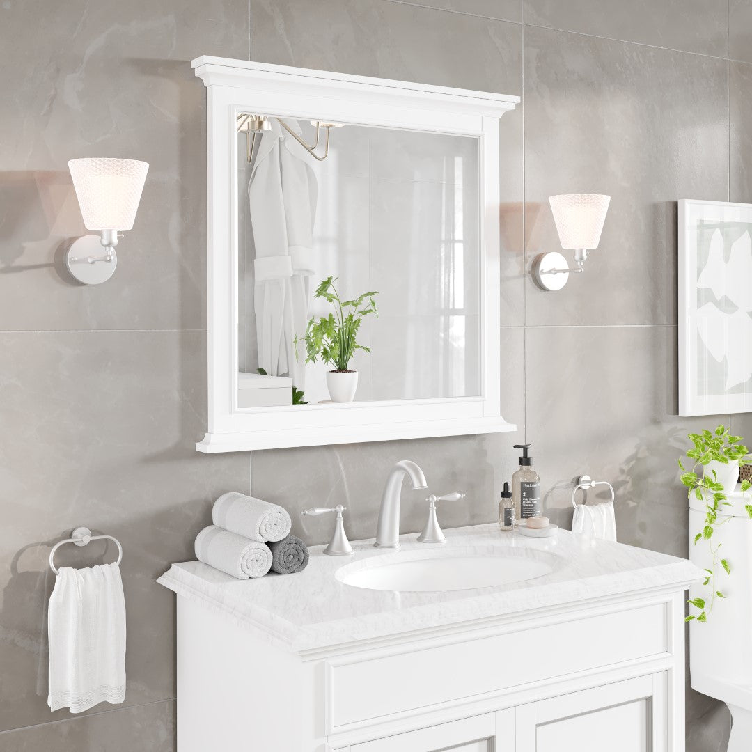 Eviva Elite Stamford 36" x 36" Rectangular White Wooden Framed Mirror