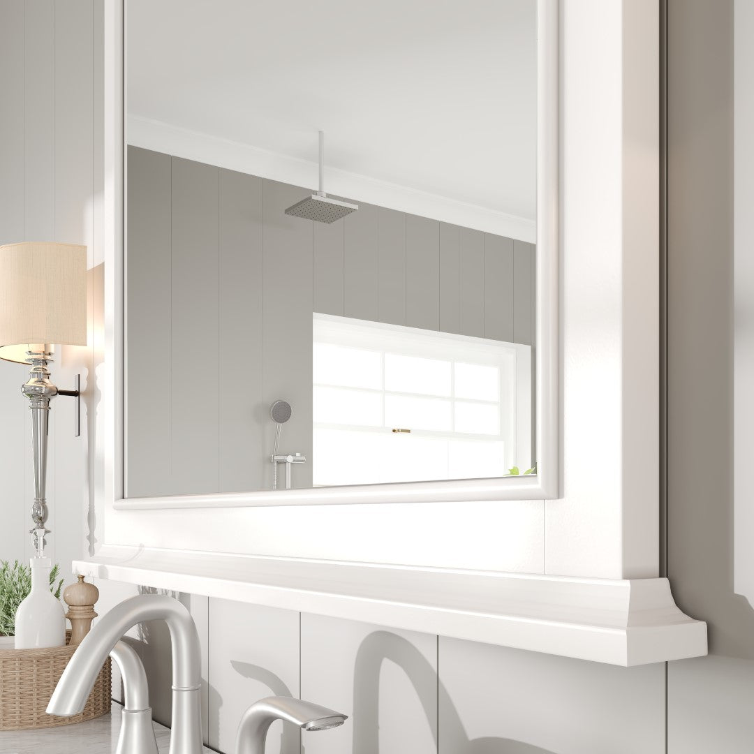 Eviva Elite Stamford 36" x 36" Rectangular White Wooden Framed Mirror