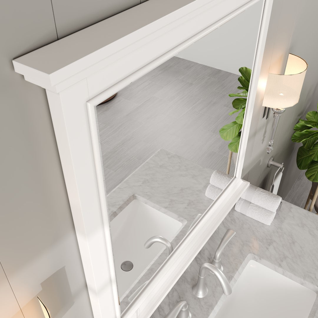 Eviva Elite Stamford 36" x 36" Rectangular White Wooden Framed Mirror