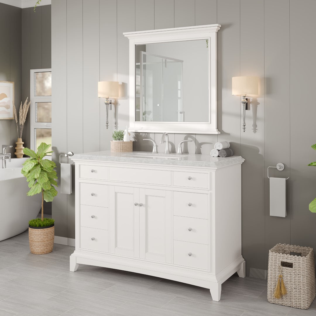 Eviva Elite Stamford 36" x 36" Rectangular White Wooden Framed Mirror