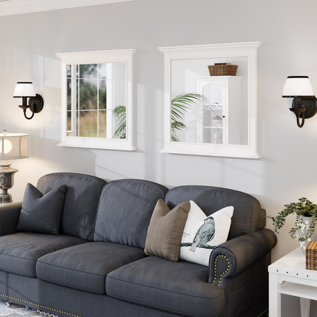 Eviva Elite Stamford 36" x 36" Rectangular White Wooden Framed Mirror