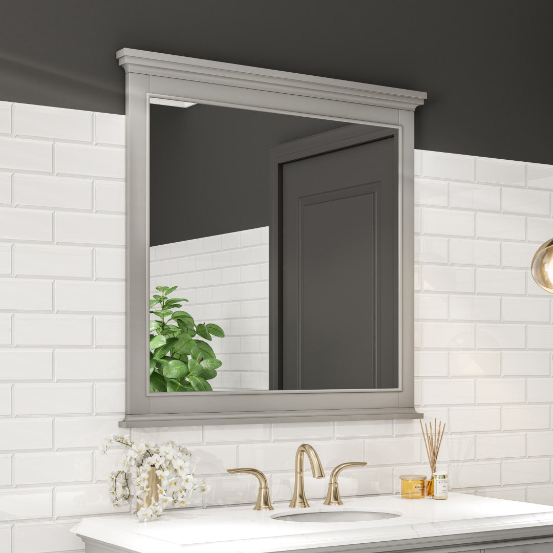 Eviva Elite Stamford 36" x 36" Rectangular Gray Wooden Framed Mirror