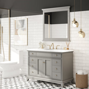 Eviva Elite Stamford 36" x 36" Rectangular Gray Wooden Framed Mirror