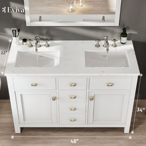 Artemis 48 in. White Double Sink  Bath Vanity with Engineered Top and Undermount Porcelain Sinks