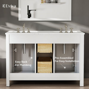 Artemis 48 in. White Double Sink  Bath Vanity with Engineered Top and Undermount Porcelain Sinks