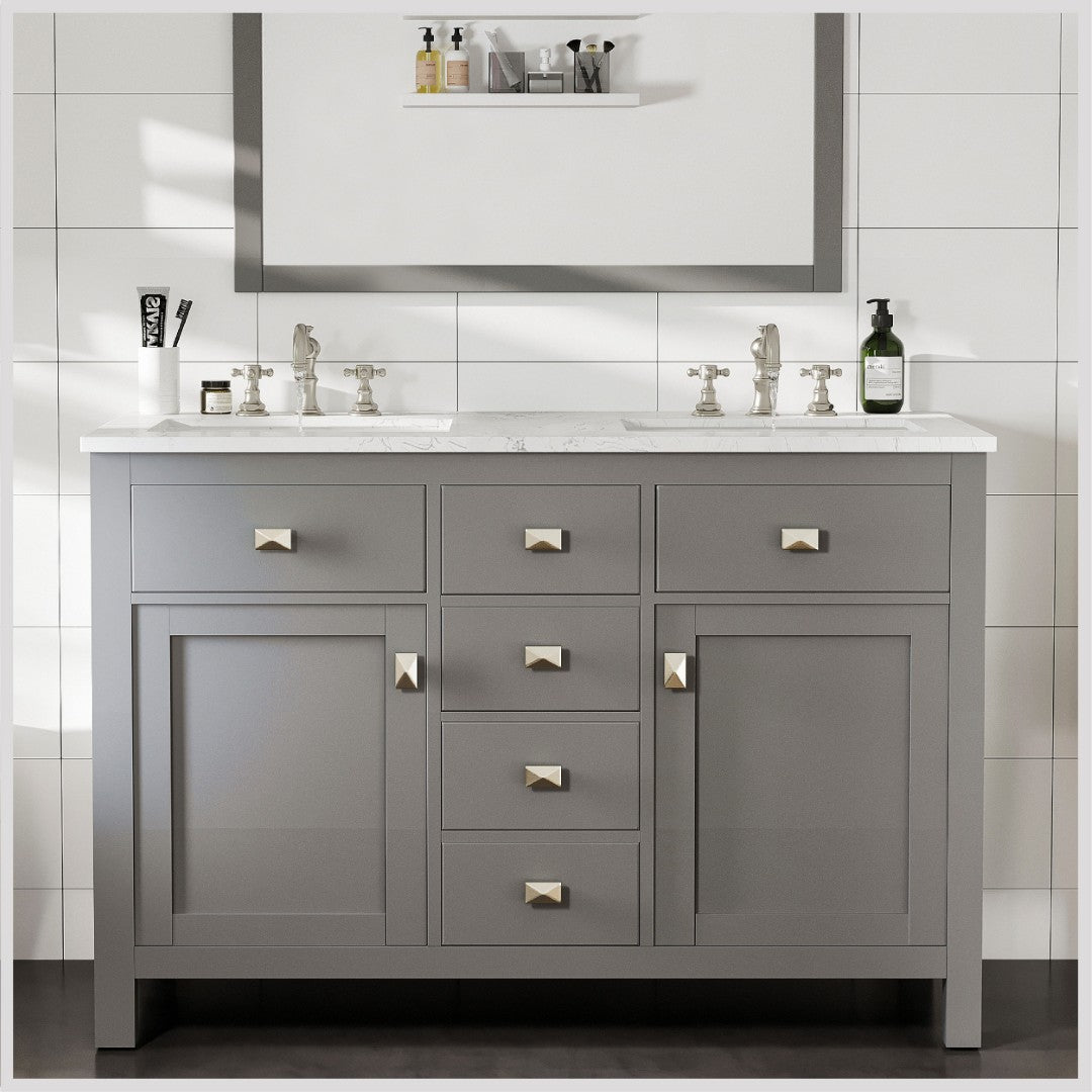 Artemis 48 in. Gray Double Sink  Bath Vanity with Engineered Top and Undermount Porcelain Sinks