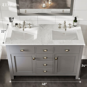 Artemis 48 in. Gray Double Sink  Bath Vanity with Engineered Top and Undermount Porcelain Sinks