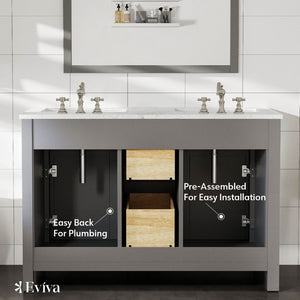 Artemis 48 in. Gray Double Sink  Bath Vanity with Engineered Top and Undermount Porcelain Sinks