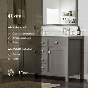 Artemis 48 in. Gray Double Sink  Bath Vanity with Engineered Top and Undermount Porcelain Sinks