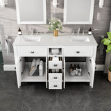 Memphis 60 in. White Double Sink  Bath Vanity with Carrara Quartz Top and Undermount Porcelain Sinks