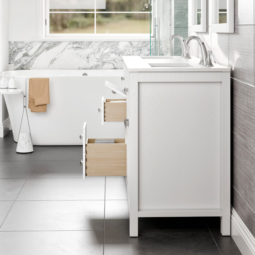 Memphis 60 in. White Double Sink  Bath Vanity with Carrara Quartz Top and Undermount Porcelain Sinks