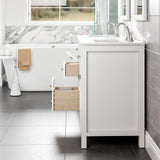 Memphis 60 in. White Double Sink  Bath Vanity with Carrara Quartz Top and Undermount Porcelain Sinks