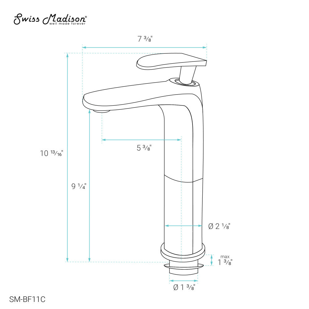 Sublime Single Hole, Single-Handle, High Arc Bathroom Faucet in Chrome