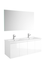 DAX Malibu Engineered Wood and Porcelain Onix Basin with Double Vanity Cabinet, 48", White DAX-MAL014811-ONX