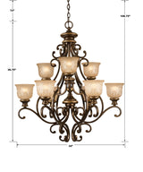 Norwalk 9 Light Bronze Umber Chandelier 7409-BU