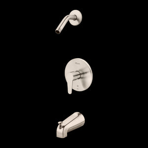 Pfirst Modern 1-Handle Tub & Shower, Trim Only Less Showerhead in Brushed Nickel