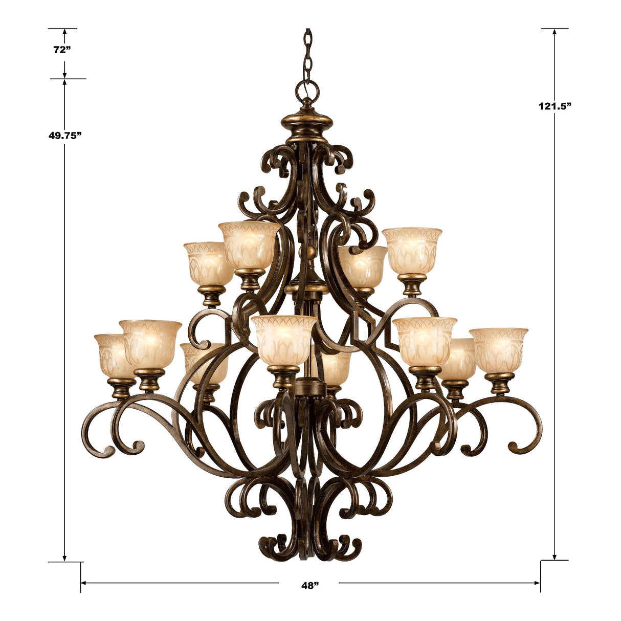 Norwalk 12 Light Bronze Umber Chandelier 7412-BU