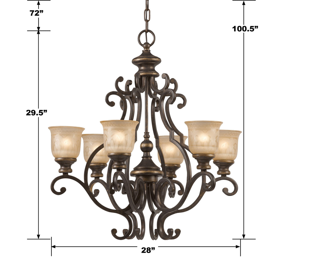 Norwalk 6 Light Bronze Umber Chandelier 7416-BU