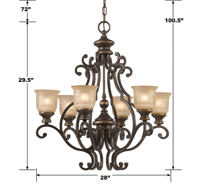 Norwalk 6 Light Bronze Umber Chandelier 7416-BU