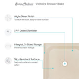 Voltaire 36 x 36 Single-Threshold, Center Drain, Shower Base in Biscuit