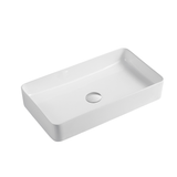 DAX Ceramic Rectangular Bathroom Vessel Basin, 24", Glossy White DAX-CL1320-WG