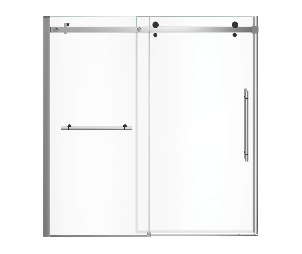 MAAX 138485-900-350-000 Vela 56 ½-59 x 59 in. 8 mm Sliding Tub Door with Towel Bar for Alcove Installation with Clear glass in Chrome and Matte Black