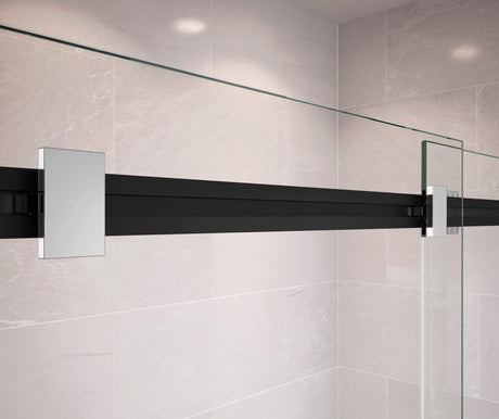 MAAX 136272-900-360-000 Duel 56-58 ½ x 70 ½-74 in. 8 mm Bypass Shower Door for Alcove Installation with Clear glass in Matte Black & Chrome