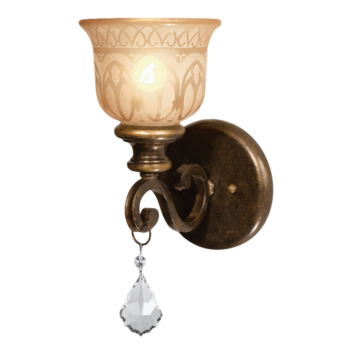 Norwalk 1 Light Spectra Crystal Bronze Umber Sconce 7501-BU-CL-SAQ