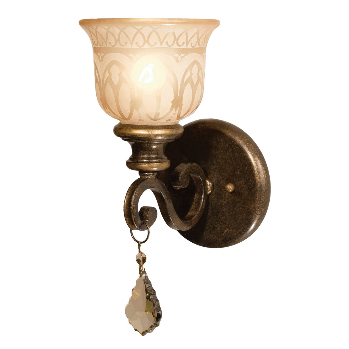 Norwalk 1 Light Golden Teak Swarovski Strass Crystal Bronze Umber Sconce 7501-BU-GT-S