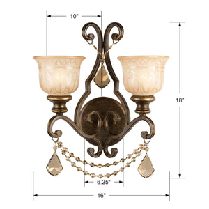 Norwalk 2 Light Clear Crystal Bronze Umber Sconce 7502-BU-CL-MWP