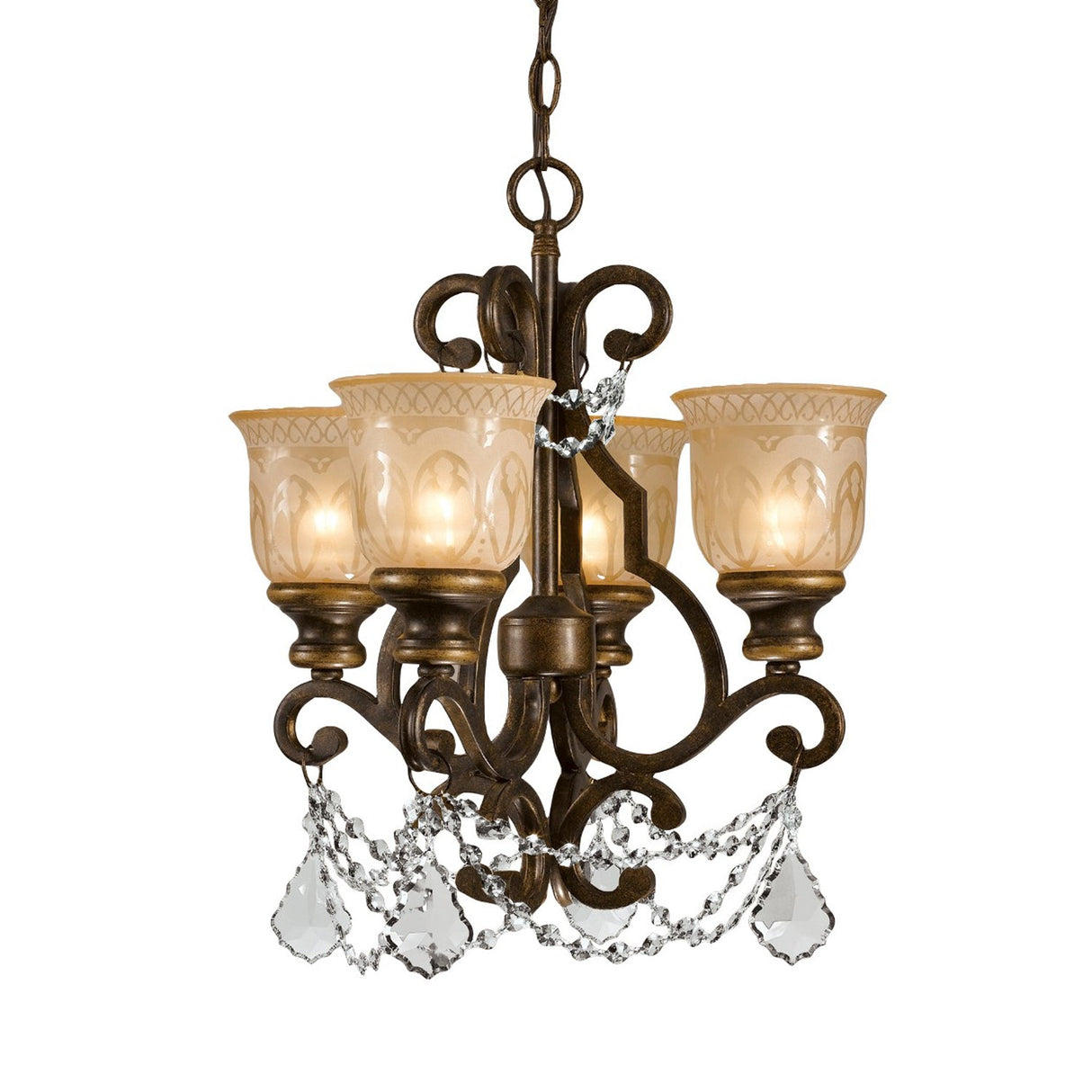 Norwalk 4 Light Clear Crystal Bronze Umber Mini Chandelier 7504-BU-CL-MWP