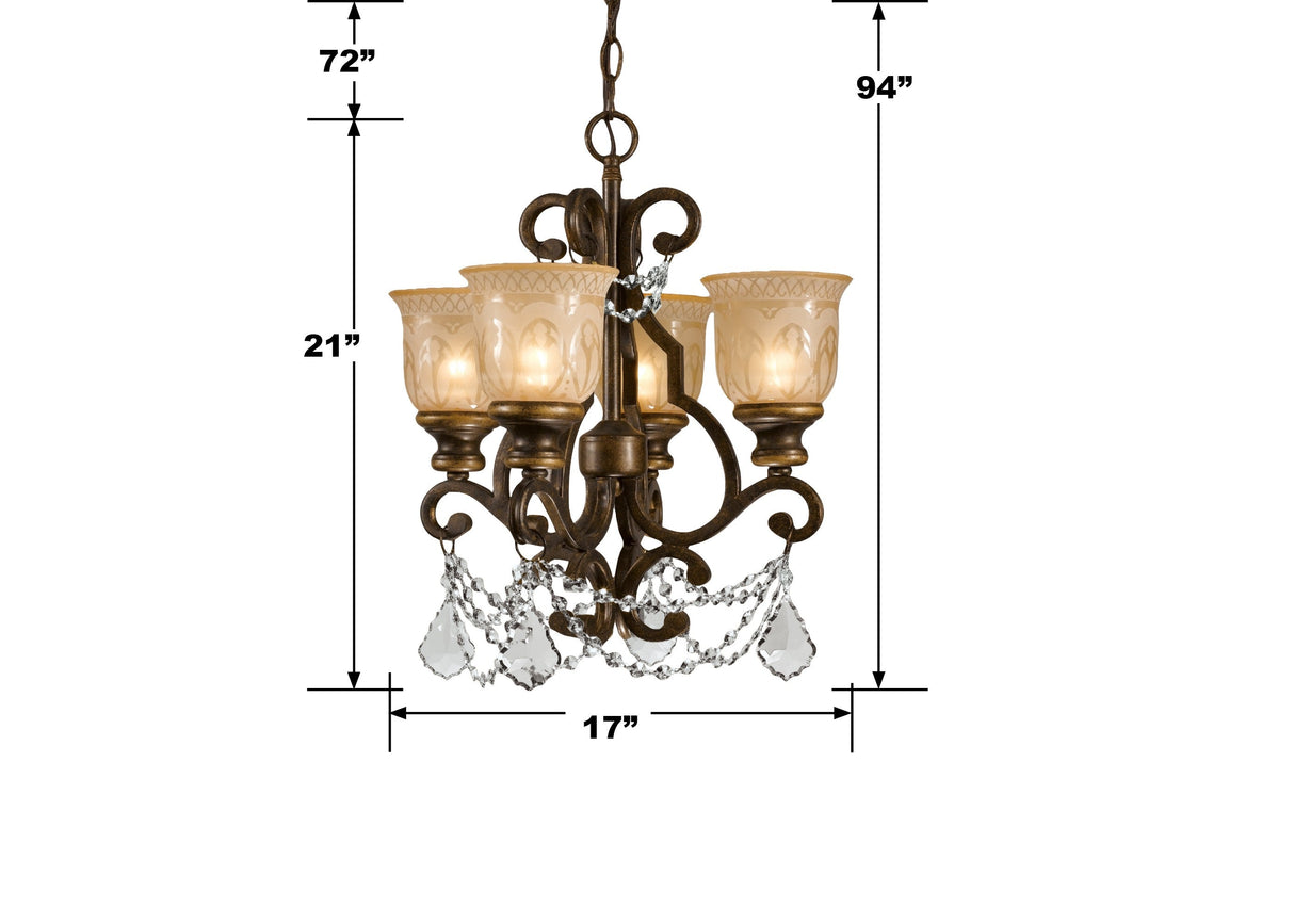 Norwalk 4 Light Clear Crystal Bronze Umber Mini Chandelier 7504-BU-CL-MWP