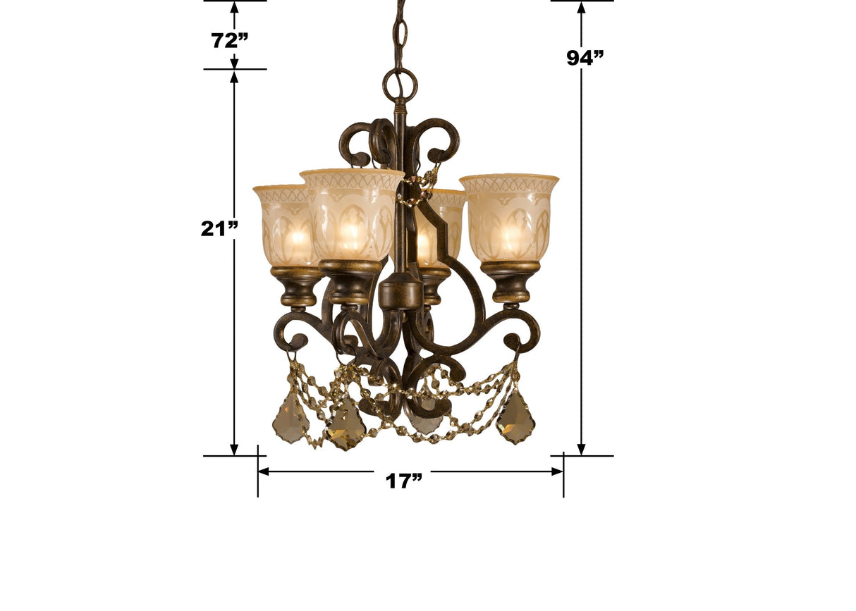 Norwalk 4 Light Clear Crystal Bronze Umber Mini Chandelier 7504-BU-CL-MWP