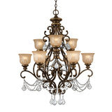 Norwalk 9 Light Clear Italian Crystal Bronze Umber Chandelier 7509-BU-CL-I