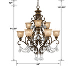 Norwalk 9 Light Clear Italian Crystal Bronze Umber Chandelier 7509-BU-CL-I