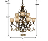 Norwalk 9 Light Clear Italian Crystal Bronze Umber Chandelier 7509-BU-CL-I