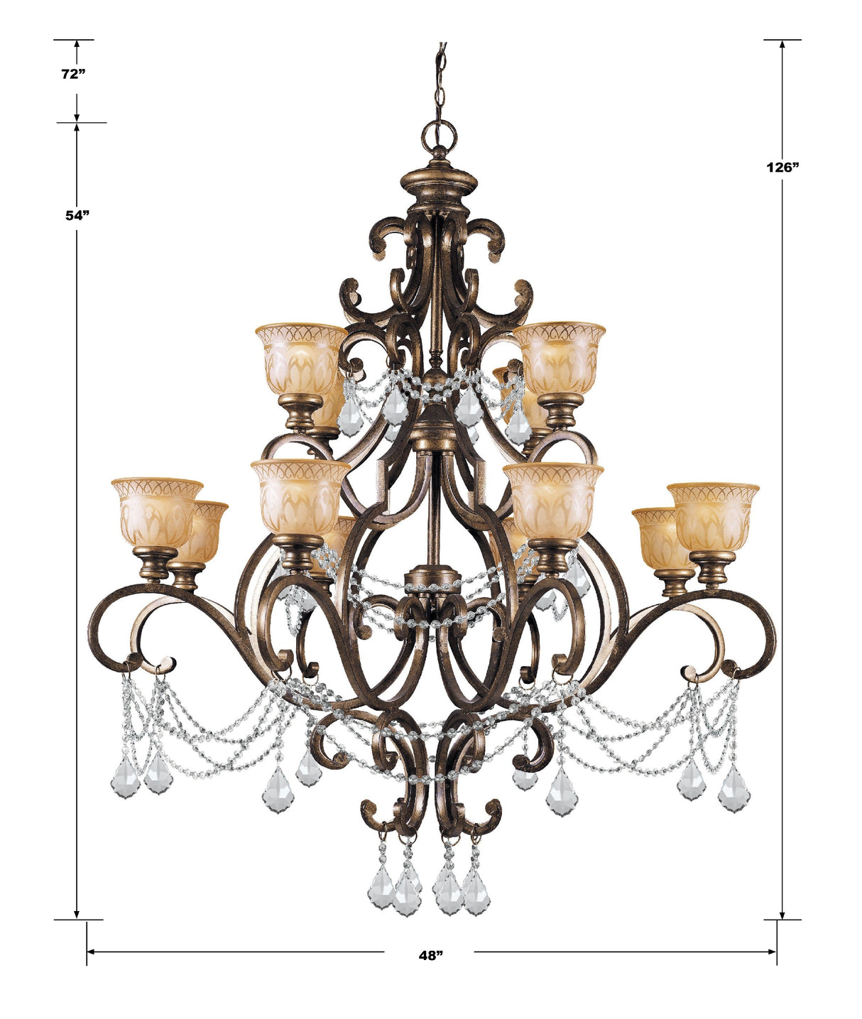 Norwalk 12 Light Hand Cut Crystal Bronze Umber Chandelier 7512-BU-CL-MWP