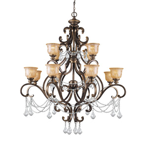 Norwalk 12 Light Spectra Crystal Bronze Umber Chandelier 7512-BU-CL-SAQ