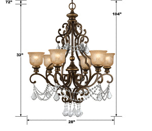 Norwalk 6 Light Clear Italian Crystal Bronze Umber Chandelier 7516-BU-CL-I