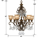 Norwalk 6 Light Clear Italian Crystal Bronze Umber Chandelier 7516-BU-CL-I